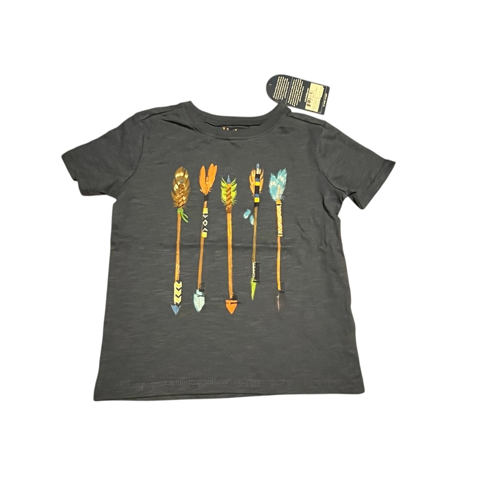 NWT Hatley Kids Arrows Graphic Tee Gray Slub Cotton T-Shirt Size 3